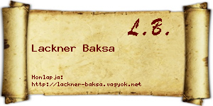 Lackner Baksa névjegykártya